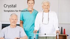  Presentation with geriatric - Colorful presentation theme enhanced with health centre - two old senior people backdrop and a lemonade colored foreground