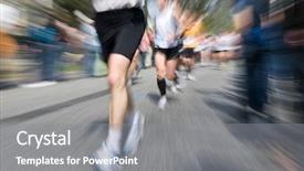  Presentation with marathon - PPT layouts consisting of health challenge - marathon racer blur background and a gray colored foreground