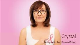  Presentation with pink ribbon breast awareness - Audience pleasing PPT theme consisting of breast cancer awareness ribbon backdrop and a lemonade colored foreground