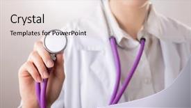  Presentation with female power plugs - Slide deck with health check - close-up of female doctor using background and a lemonade colored foreground