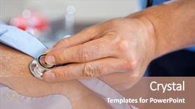  Presentation with audit nursing home - Beautiful PPT theme featuring health check - closeup of male caretaker examining backdrop and a coral colored foreground