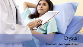  Presentation with asian doctor - Presentation with health check in hospital ward background and a teal colored foreground