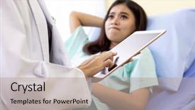  Presentation with asian doctor - Audience pleasing slides consisting of health check in hospital ward backdrop and a mint green colored foreground