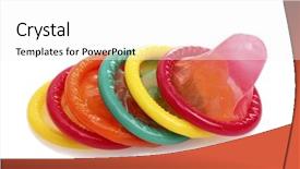  Presentation with condoms - Audience pleasing slide deck consisting of health choices - colorful condoms isolated on white backdrop and a white colored foreground