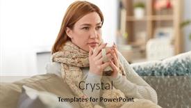  Presentation with hot tea - Cool new PPT theme with health-cold-and-people-concept backdrop and a coral colored foreground