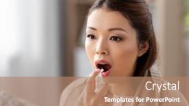  Presentation with woman sad - Audience pleasing presentation theme consisting of health-cold-and-people-concept backdrop and a coral colored foreground