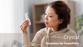  Presentation with spray - Beautiful presentation theme featuring health-cold-and-people-concept backdrop and a coral colored foreground