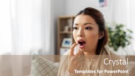  Presentation with spray - Audience pleasing PPT layouts consisting of health-cold-and-people-concept backdrop and a coral colored foreground