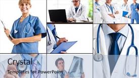  Presentation with collage medical - Beautiful PPT theme featuring health collage - composition of healthcare and medical backdrop and a light blue colored foreground