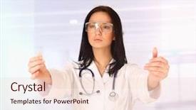  Presentation with powder coat - Beautiful slide deck featuring health collage - young doctor wearing white coat backdrop and a  colored foreground