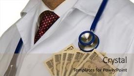  Presentation with bank - Cool new theme with health commission - doctor with japanese yen bank backdrop and a coral colored foreground