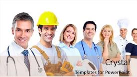  Presentation with group of wildlife crocodile isolated - Theme consisting of health community - group of professional workers isolated background and a  colored foreground