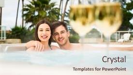  Presentation with wine tasting - Cool new PPT layouts with health complciations - young couple inside a jacuzzi backdrop and a  colored foreground