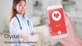  Presentation with asian doctor - Beautiful presentation theme featuring smartphone health - asian doctor with arms crossed backdrop and a soft green colored foreground