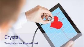  Presentation with heart beat - Presentation featuring ecg app - doctor with stethoscope listening heart background and a sky blue colored foreground