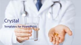  Presentation with water glass - Beautiful presentation theme featuring health concept - picture of doctor hands giving backdrop and a sky blue colored foreground