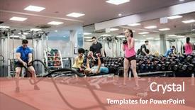 Presentation with gym - PPT layouts with fit people working background and a coral colored foreground