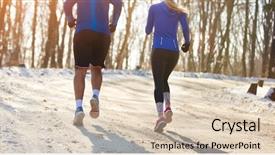  Presentation with man in nature - Slide deck featuring fasting health - man and woman jogging background and a lemonade colored foreground