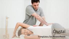  Presentation with hip - Beautiful theme featuring hip pain - osteopath crossing his arms while backdrop and a soft green colored foreground