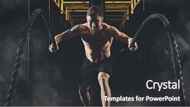  Presentation with battle - Presentation theme enhanced with health conscious - man working out with battle background and a dark gray colored foreground