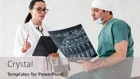  Presentation with hospital mask - Slides enhanced with health-diagnostic-in-hospital-concept background and a light gray colored foreground