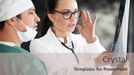  Presentation with hospital mask - Slide set consisting of health-diagnostic-in-hospital-concept background and a mint green colored foreground