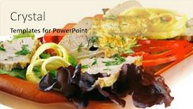  Presentation with fish tuna - Colorful PPT layouts enhanced with health dinner - atlantic light roast fish sea tuna served on plate with vegetables and lemon isolated on white background backdrop and a yellow colored foreground