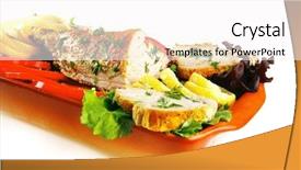  Presentation with fish tuna - Cool new presentation theme with health dinner - atlantic light roast fish sea tuna served on plate with vegetables and lemon isolated on white background backdrop and a white colored foreground