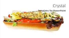  Presentation with tuna fish - Colorful slide deck enhanced with health dinner - atlantic light roast fish sea tuna served on plate with vegetables and lemon isolated on white background backdrop and a white colored foreground