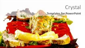  Presentation with tuna fish - Colorful theme enhanced with health dinner - atlantic light roast fish sea tuna served on plate with vegetables and lemon isolated on white background backdrop and a white colored foreground