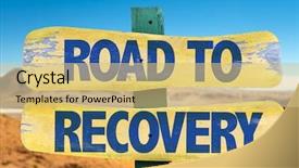  Presentation with recovery - Beautiful slides featuring health economics - road to recovery sign backdrop and a yellow colored foreground