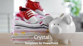  Presentation with linen - Audience pleasing slide deck consisting of health economy - stacks of baby linen backdrop and a coral colored foreground