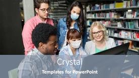  Presentation with medical library - Colorful PPT layouts enhanced with health-education-and-pandemic-concept backdrop and a light blue colored foreground