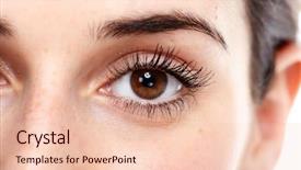  Presentation with eye - Colorful PPT theme enhanced with female hand holding a card backdrop and a coral colored foreground