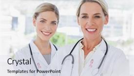  Presentation with breast cancer awareness - Theme consisting of health fair - blonde doctors standing together wearing background and a lemonade colored foreground