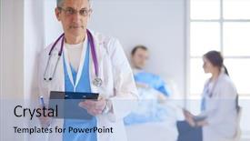  Presentation with patient and nurse holding hands - Beautiful theme featuring health fair - doctor holding folder in front backdrop and a light blue colored foreground