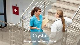  Presentation with fair - Theme having health fair - nurse and doctor talking background and a gray colored foreground