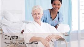  Presentation with pink ribbon - Slide deck featuring health fair - portrait of smiling nurse background and a soft green colored foreground