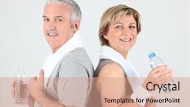  Presentation with water sports - Presentation theme with health fair - senior man and senior woman background and a coral colored foreground