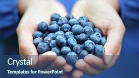 Presentation with blueberries - Amazing PPT theme having health fair - woman with handful of freshly backdrop and a ocean colored foreground