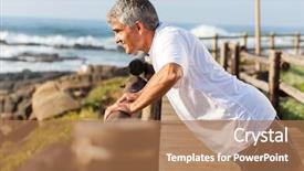  Presentation with senior fitness - Slide deck enhanced with health fitness - fit senior man exercising background and a coral colored foreground