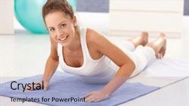  Presentation with pretty girl - Audience pleasing presentation theme consisting of health fitness - pretty young girl doing exercises backdrop and a light blue colored foreground