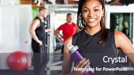  Presentation with black female - Audience pleasing PPT layouts consisting of health fitness - shot of a happy black backdrop and a dark gray colored foreground