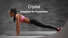  Presentation with sporty - Slide set featuring health fitness - sporty young woman making exercise background and a dark gray colored foreground