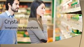  Presentation with supermarket - Amazing slide set having health food - couple shopping in a supermarket backdrop and a coral colored foreground