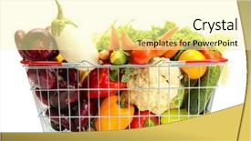  Presentation with vegetables - Audience pleasing PPT theme consisting of health food - fresh vegetables in metal basket backdrop and a blonde colored foreground