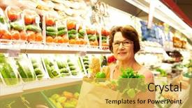  Presentation with food - Slide deck consisting of health food - image of senior woman background and a yellow colored foreground