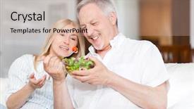  Presentation with salad - Beautiful slides featuring health food - mature couple eating a salad backdrop and a soft green colored foreground