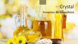  Presentation with seed oil - Cool new PPT theme with health food - useful linseed oil and pumpkin backdrop and a blonde colored foreground