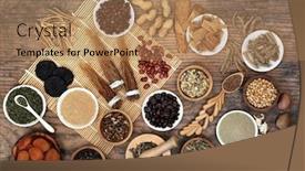  Presentation with herbal medicine - Colorful slide set enhanced with health-food-and-herbal-medicine backdrop and a coral colored foreground